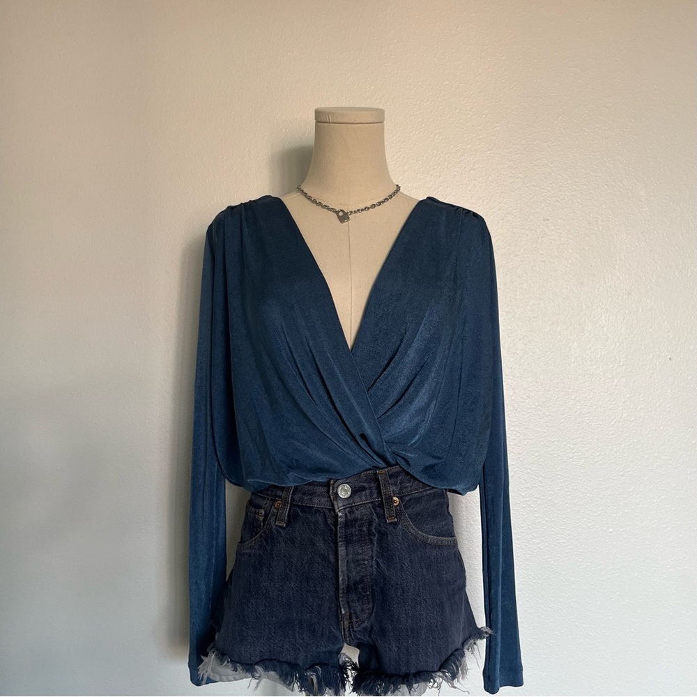 NWT blue metal intimately Free People bodysuit